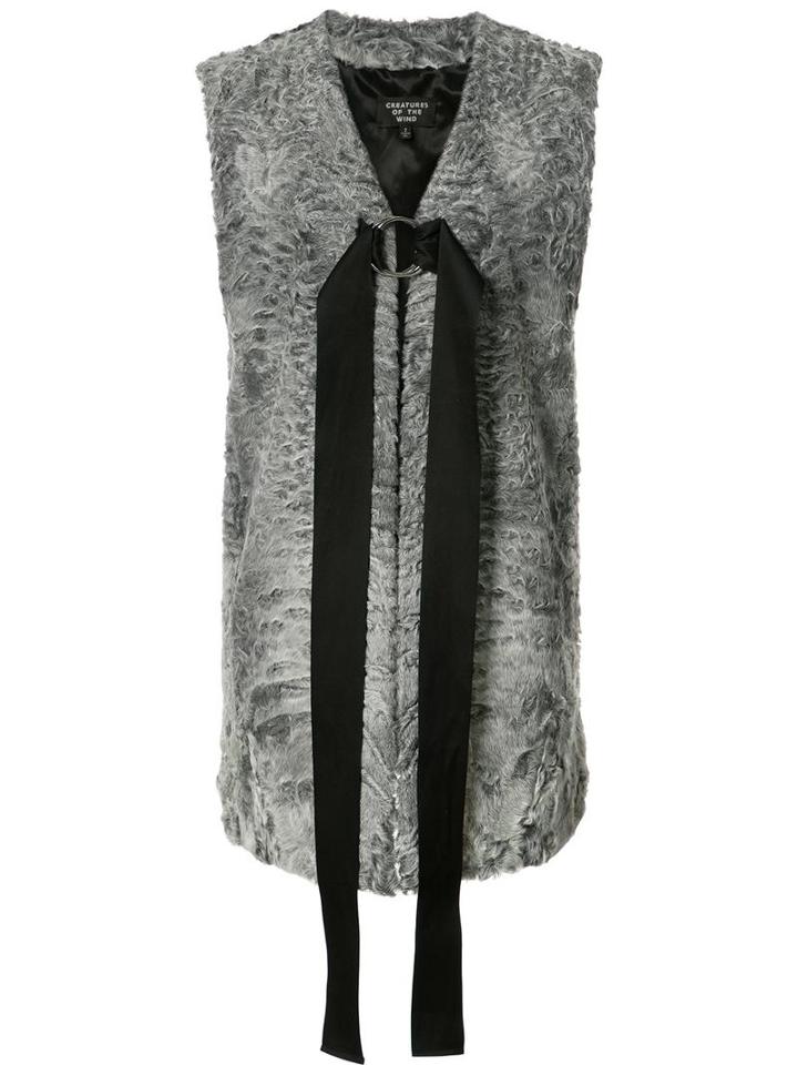 Creatures Of The Wind Janz Liner Jacket, Women's, Size: 4, Grey, Viscose/lamb Fur