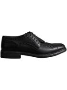 Burberry Lace-up Brogue Detail Textured Leather Asymmetric Shoes -
