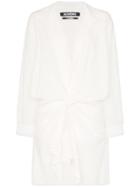 Jacquemus V-front Asymmetric Cotton-linen Blend Shirt Dress - White