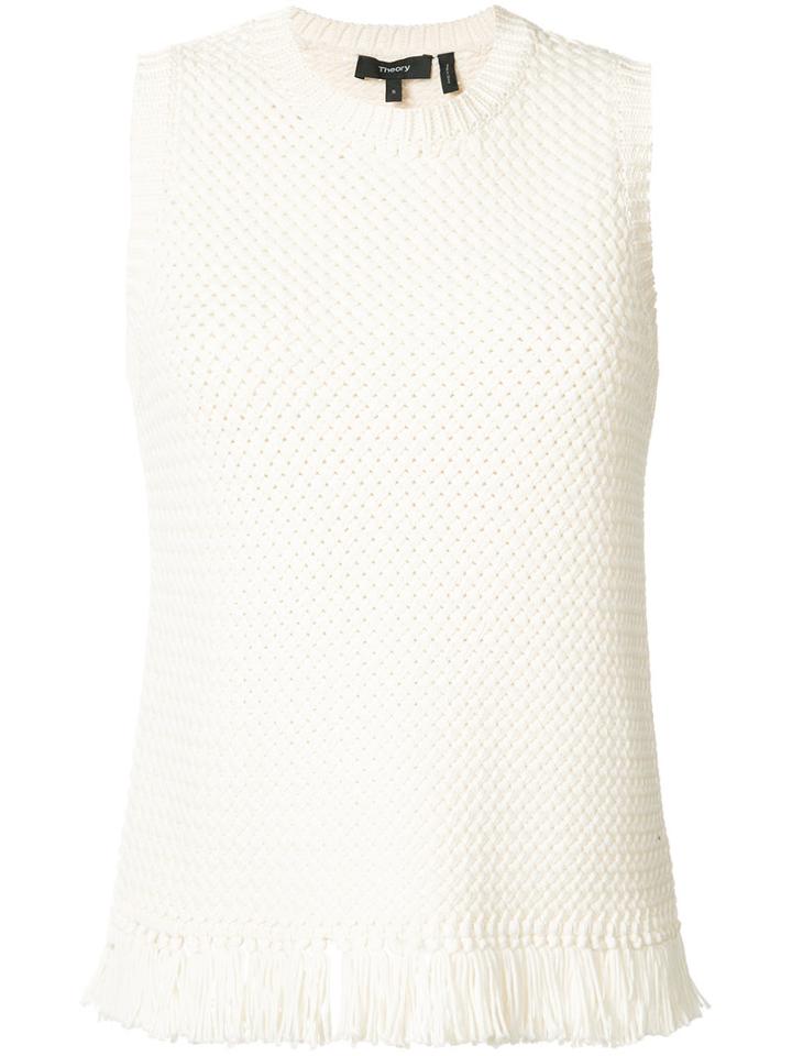 Theory - Tassel Trim Sweater Vest - Women - Cotton/polyamide - M, Nude/neutrals, Cotton/polyamide