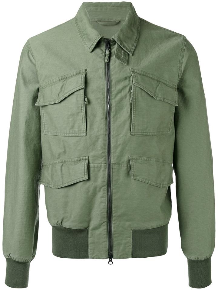 Aspesi Front Pocket Bomber Jacket, Men's, Size: Xl, Green, Cotton