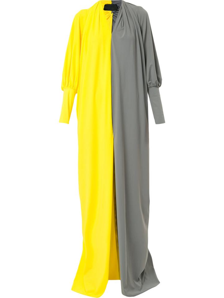 Greta Constantine Two Tone Front Slit Maxi Dress - Yellow & Orange