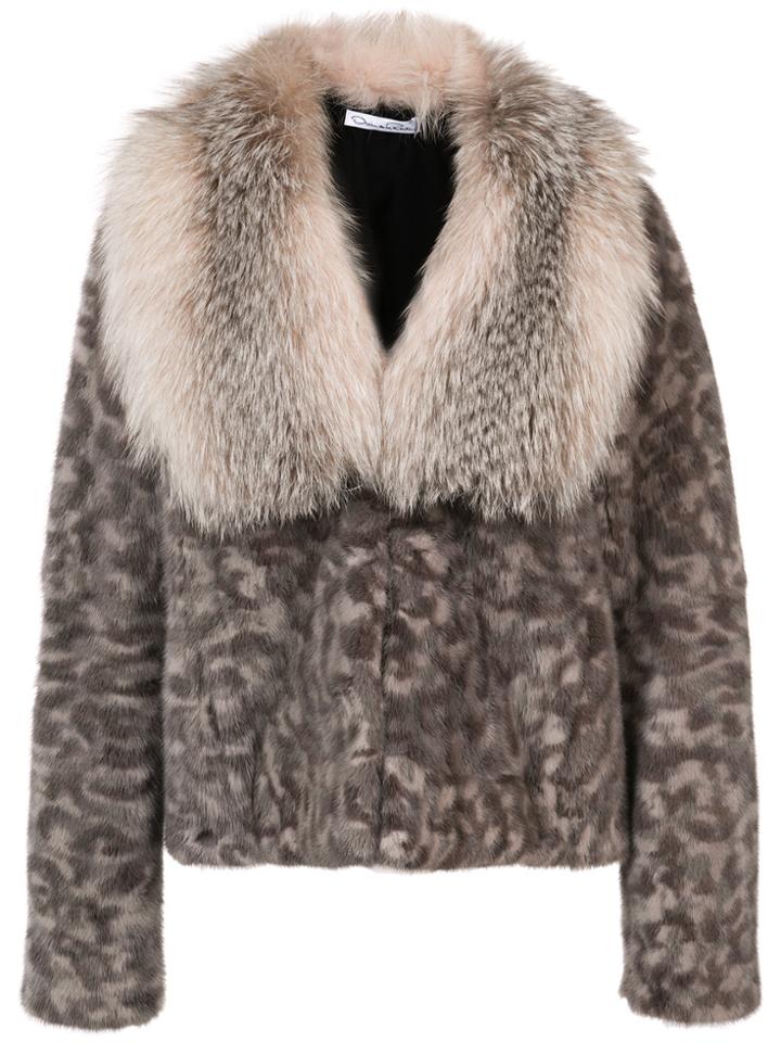 Oscar De La Renta Camouflage Print Fur Jacket - Nude & Neutrals