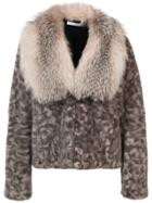 Oscar De La Renta Camouflage Print Fur Jacket - Nude & Neutrals