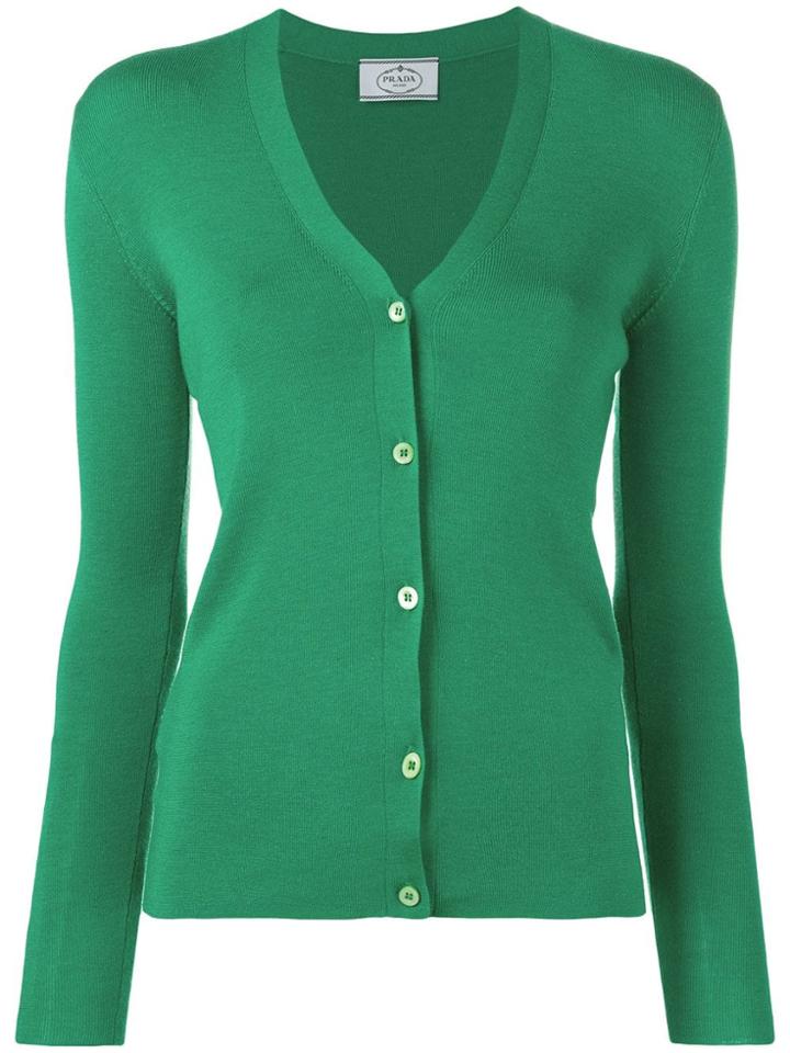 Prada Slim Fit Cardigan - Green