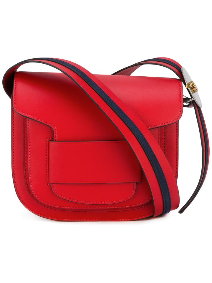 Tory Burch - Striped Strap Shoulder Bag - Women - Leather - One Size, Red, Leather