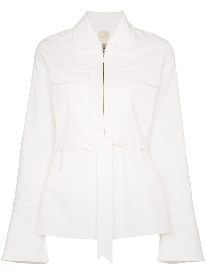 Usisi Emilie Zip-up Tie Waist Jacket - White