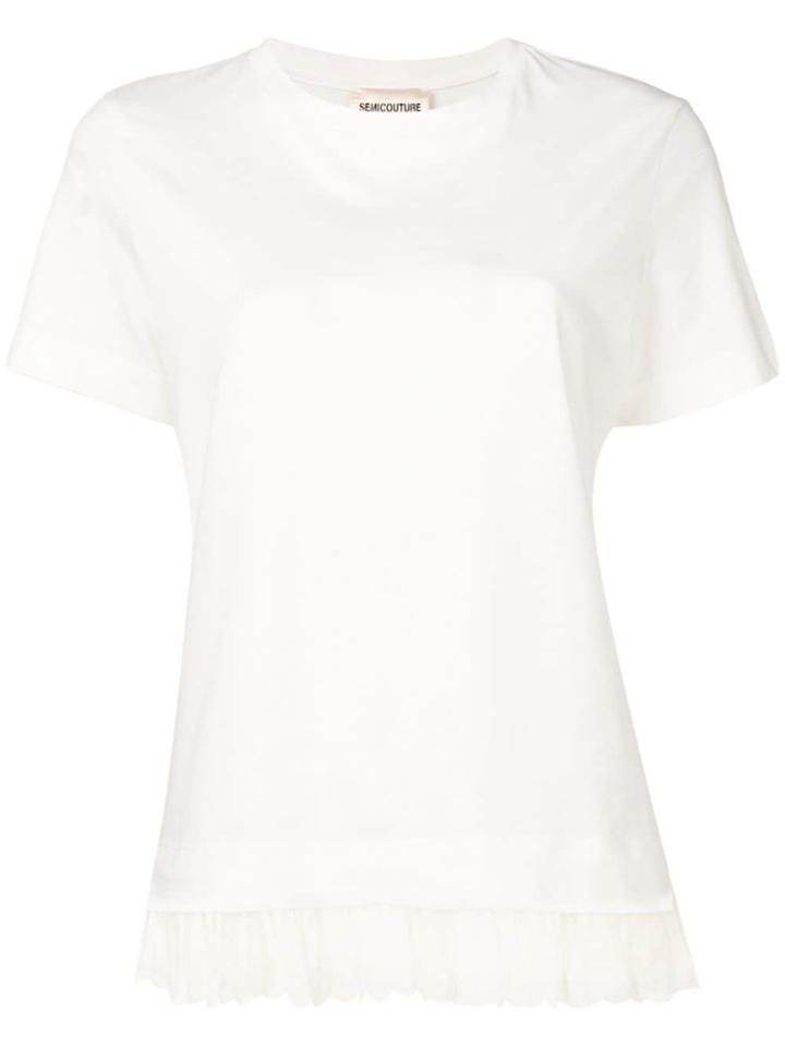 Semicouture Frill Hem T-shirt - White