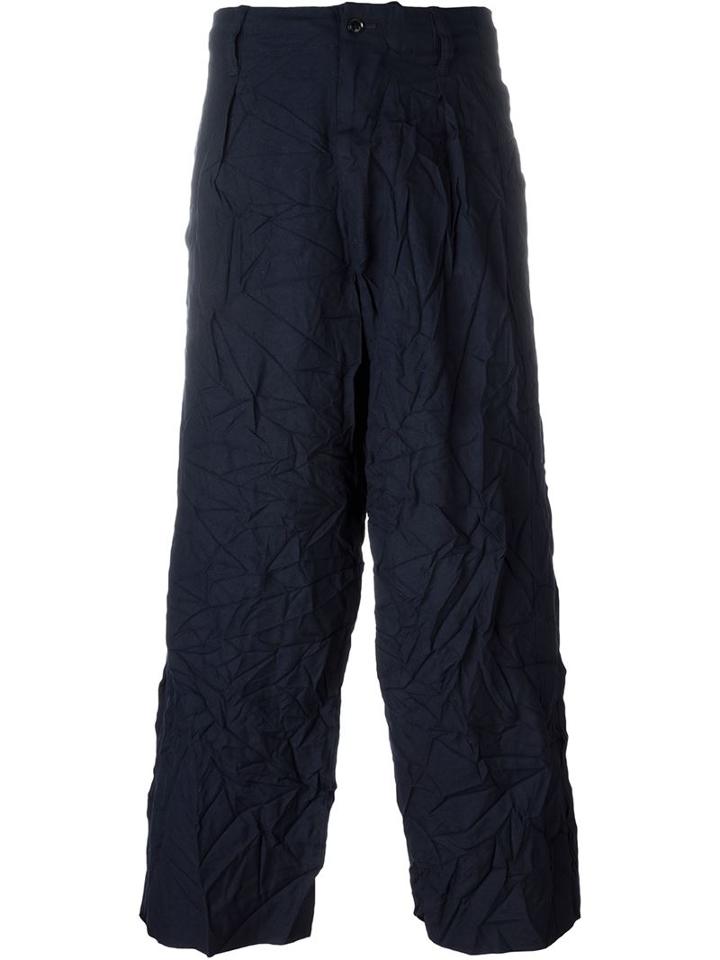 Yohji Yamamoto Cropped Creased Trousers