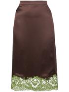 Versace Lace-trimmed Slip Skirt - Brown