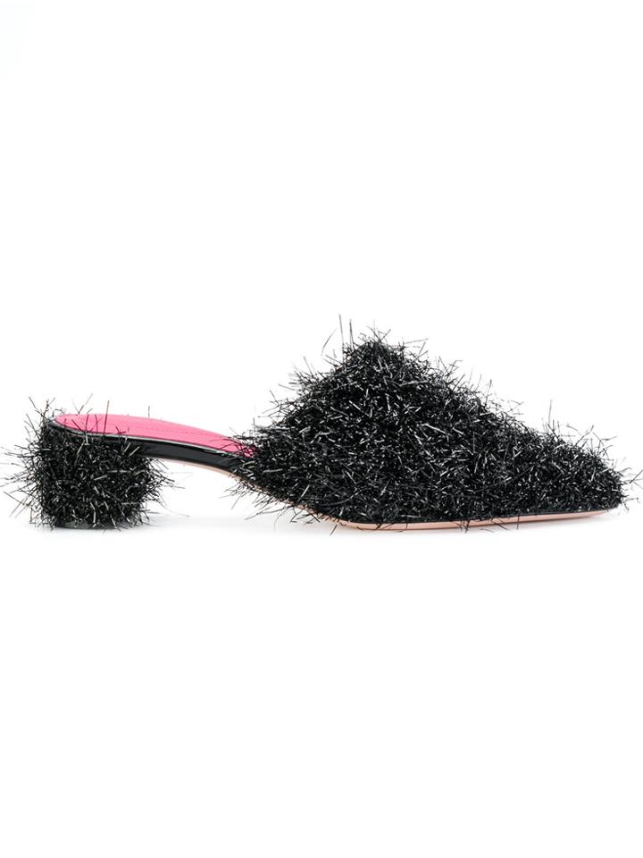 Oscar Tiye Textured Mules - Black