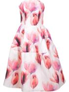 Christian Siriano Strapless Floral Gown, Women's, Size: 6, White, Silk