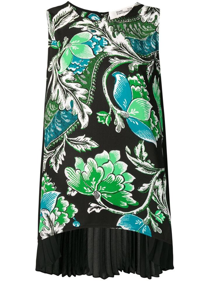 Dvf Diane Von Furstenberg Tiger Lily Print Pleated Back Blouse - Black