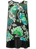Dvf Diane Von Furstenberg Tiger Lily Print Pleated Back Blouse - Black