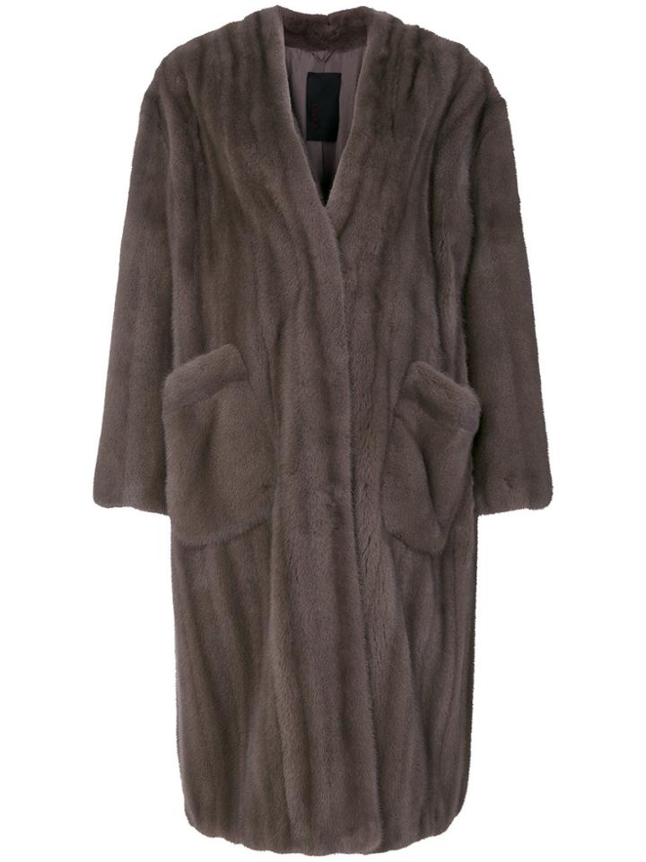Liska Viro Fur Coat - Grey