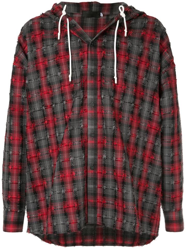 Off Duty Plaid Hooded Shirt - Red