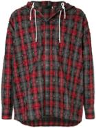 Off Duty Plaid Hooded Shirt - Red