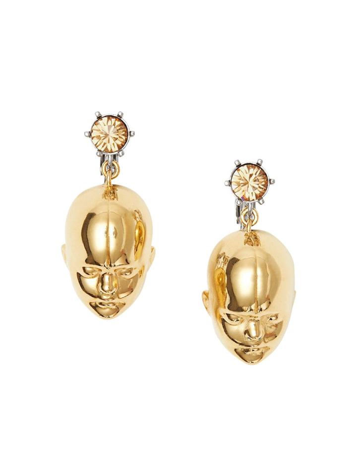 Burberry Crystal And Doll's Head Gold-plated Drop Earrings