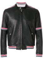 Thom Browne Cropped Elastic-seamed Leather Jacket - Black