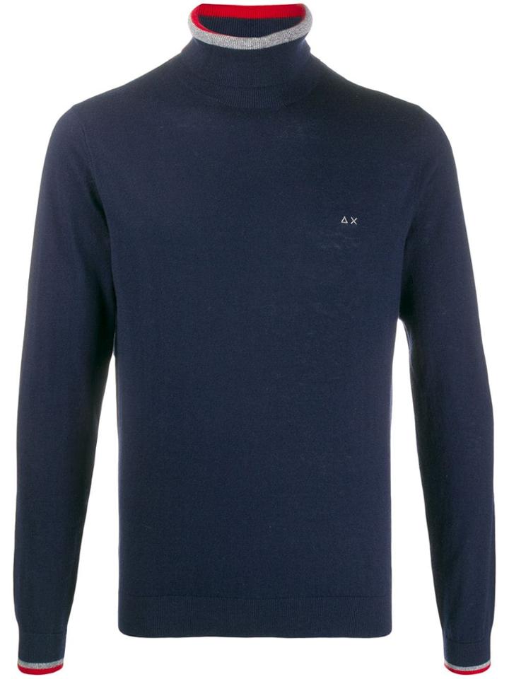 Sun 68 Knitted Roll Neck - Blue