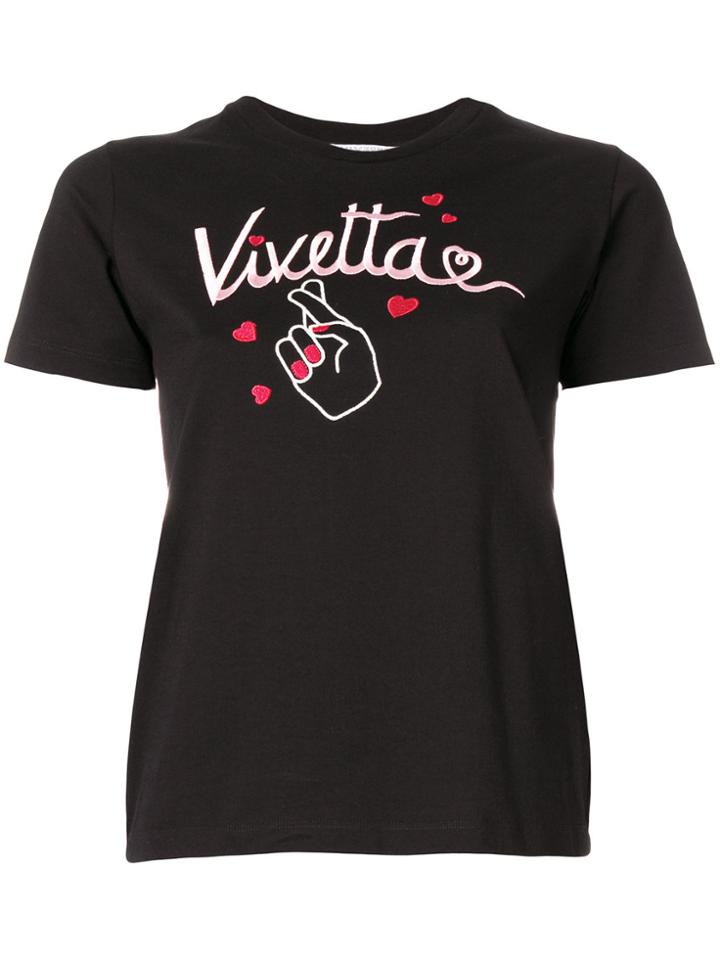 Vivetta Cropped Embroidered T-shirt - Black