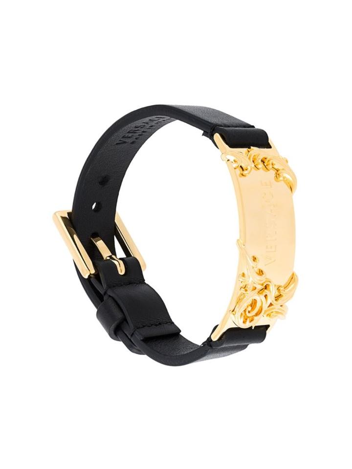 Versace Filigree Plaque Bracelet, Men's, Black
