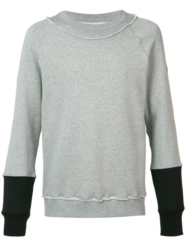 F.s.z - Contrast Sleeve Sweater - Men - Cotton - M, Grey, Cotton