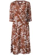 Ballsey Floral Print Wrap Dress - Brown
