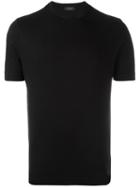 Zanone Plain T-shirt, Men's, Size: 54, Black, Cotton