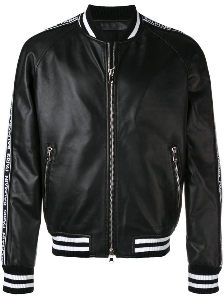 Balmain Side Panelled Bomber Jacket - Black