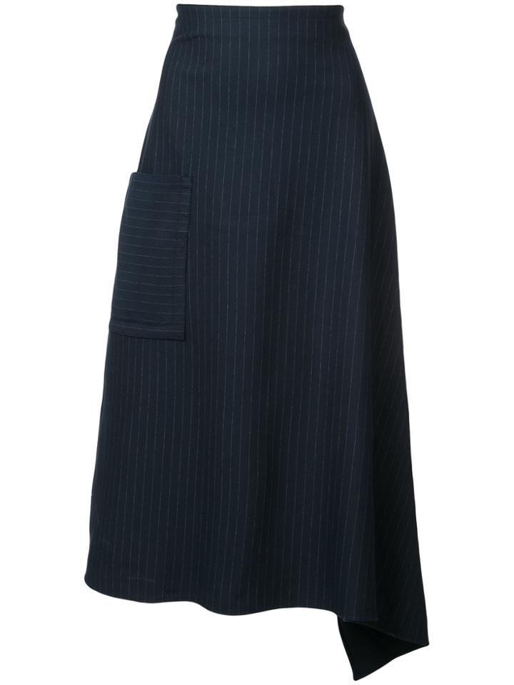 Tibi Asymmetric Striped Skirt - Blue