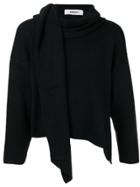Sulvam Asymmetric Scarf-detail Sweater - Black