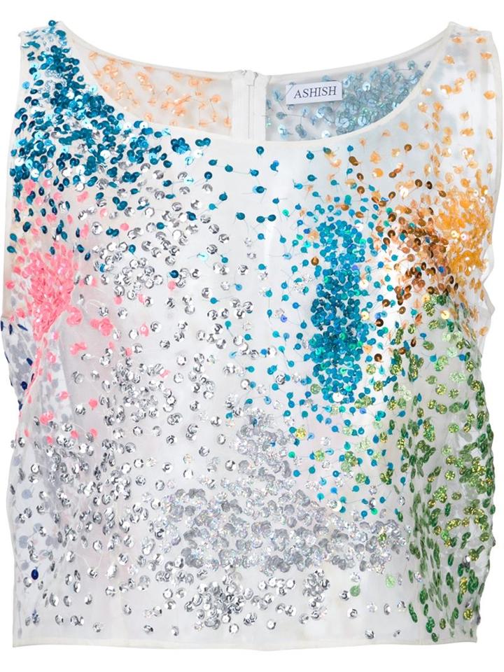 Ashish Sequin Embellished Crop Top