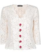 Dolce & Gabbana Lace Button Blouse - White