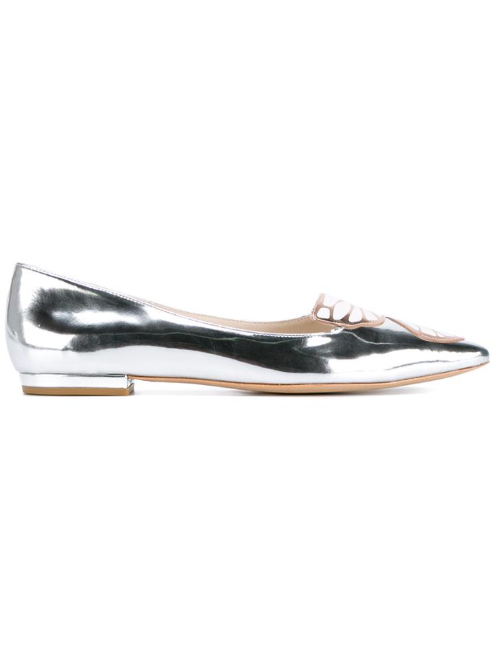 Sophia Webster Silver Bibi Butterfly Ballet Flats - Metallic