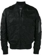 Marcelo Burlon County Of Milan Embroidered Bomber Jacket, Men's, Size: Small, Black, Nylon