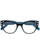 Miu Miu Eyewear Crystal Embellished Glasses - Blue