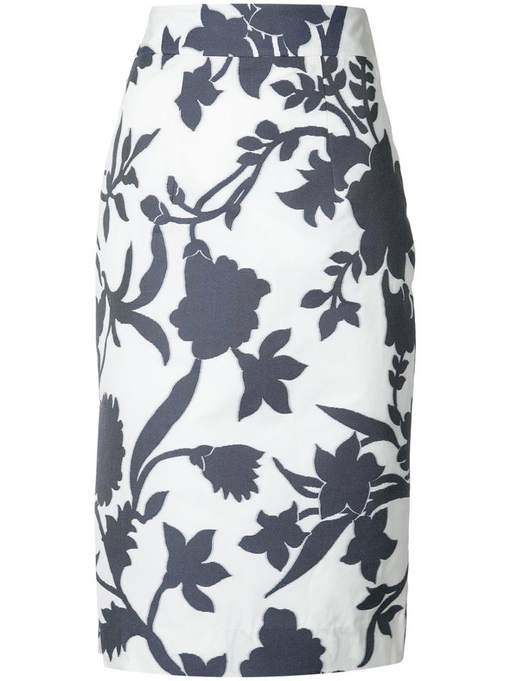 Milly - Floral Print High-waist Skirt - Women - Cotton/polyester - 8, White, Cotton/polyester