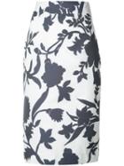Milly - Floral Print High-waist Skirt - Women - Cotton/polyester - 8, White, Cotton/polyester