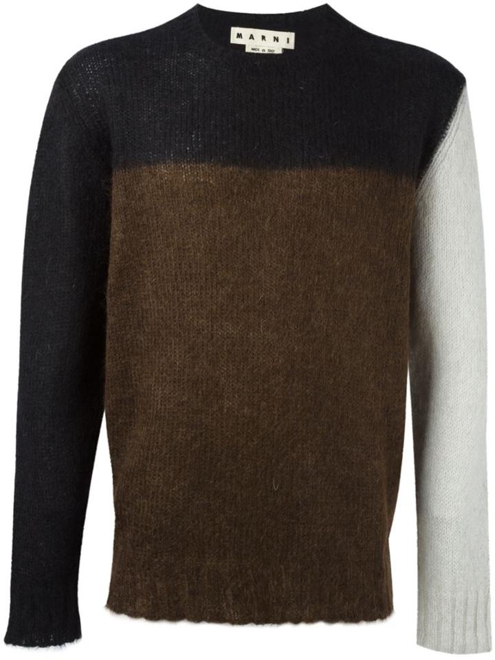 Marni Colour Block Sweater, Men's, Size: 46, Black, Polyamide/mohair/wool