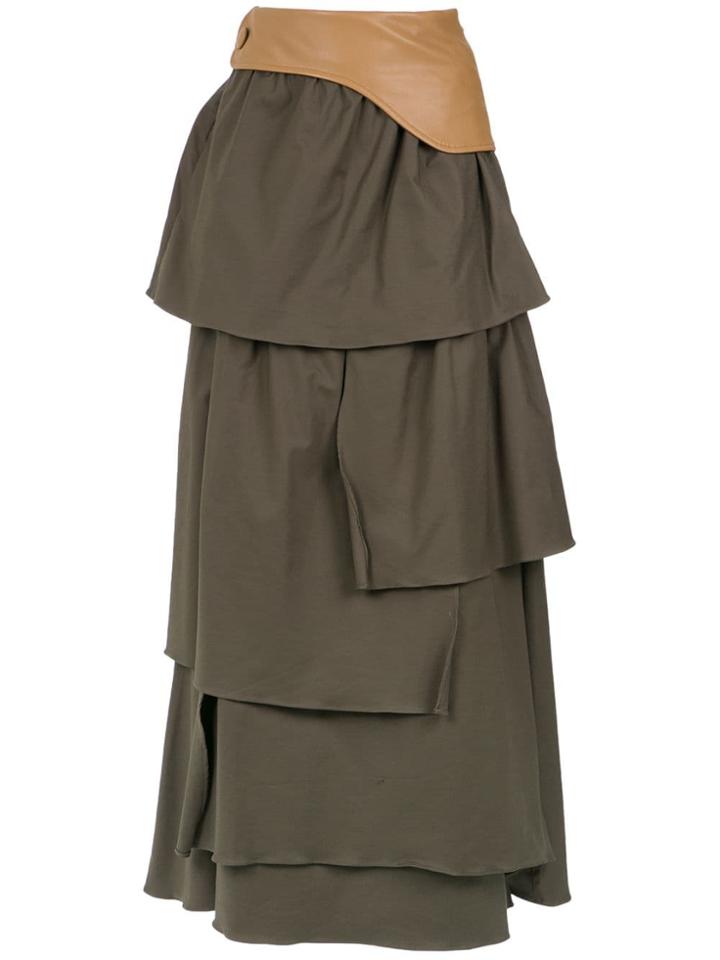 Adriana Degreas Ruffled Maxi Skirt - Green