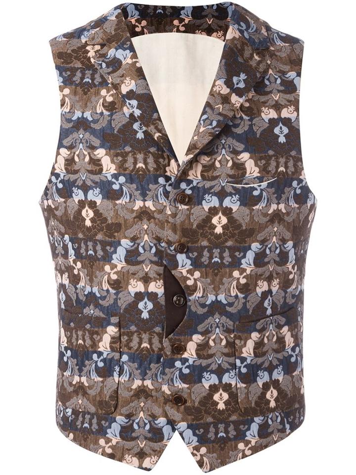 Al Duca D'aosta 1902 Patterned Sleeveless Waistcoat, Men's, Size: 46, Pink/purple, Cotton/polyester/acetate