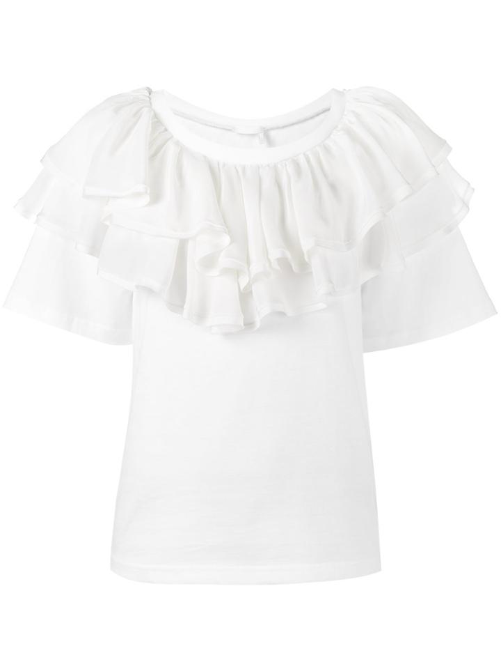 Chloé Double Ruffle Top - White