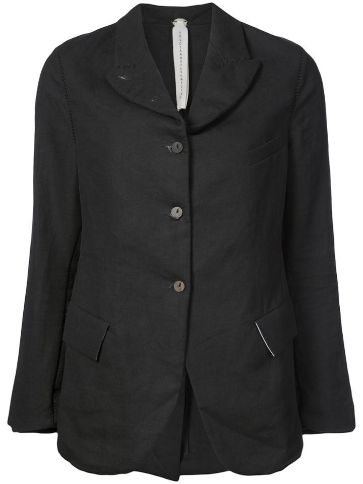 A Diciannoveventitre Curved Hem Buttoned Blazer - Blue