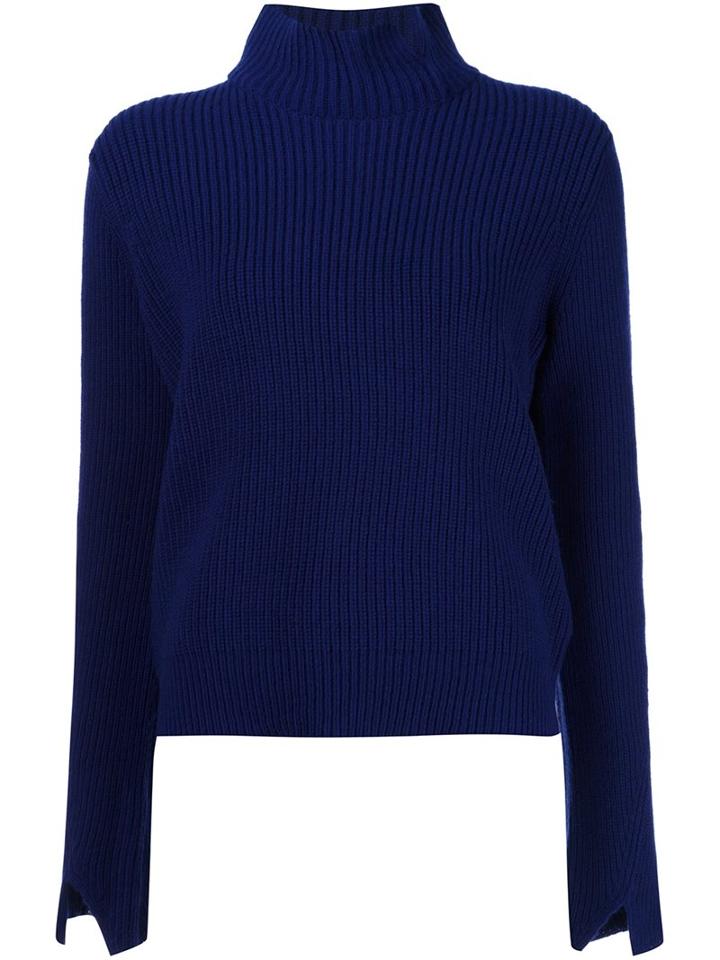 Proenza Schouler Flared Sleeve Turtleneck Jumper, Women's, Size: Medium, Blue, Cashmere/wool