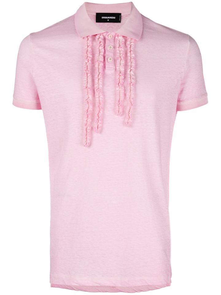 Dsquared2 Embroidered Polo Top - Pink & Purple