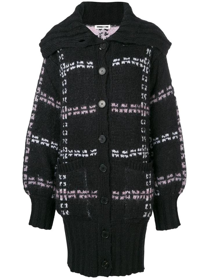 Mcq Alexander Mcqueen Check Patterned Oversized Cardigan - Black