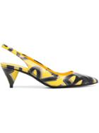 Burberry Yellow Graffiti 55 Slingback Pumps - Yellow & Orange