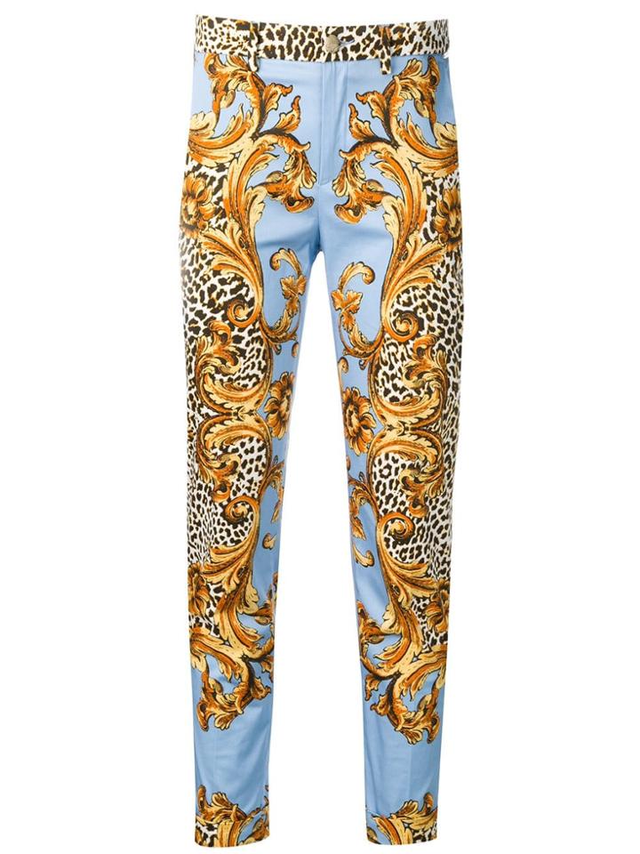 Liu Jo Baroque Leopard Print Skinny Trousers - Blue