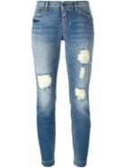 Dolce & Gabbana Distressed Jeans, Women's, Size: 44, Blue, Cotton/spandex/elastane